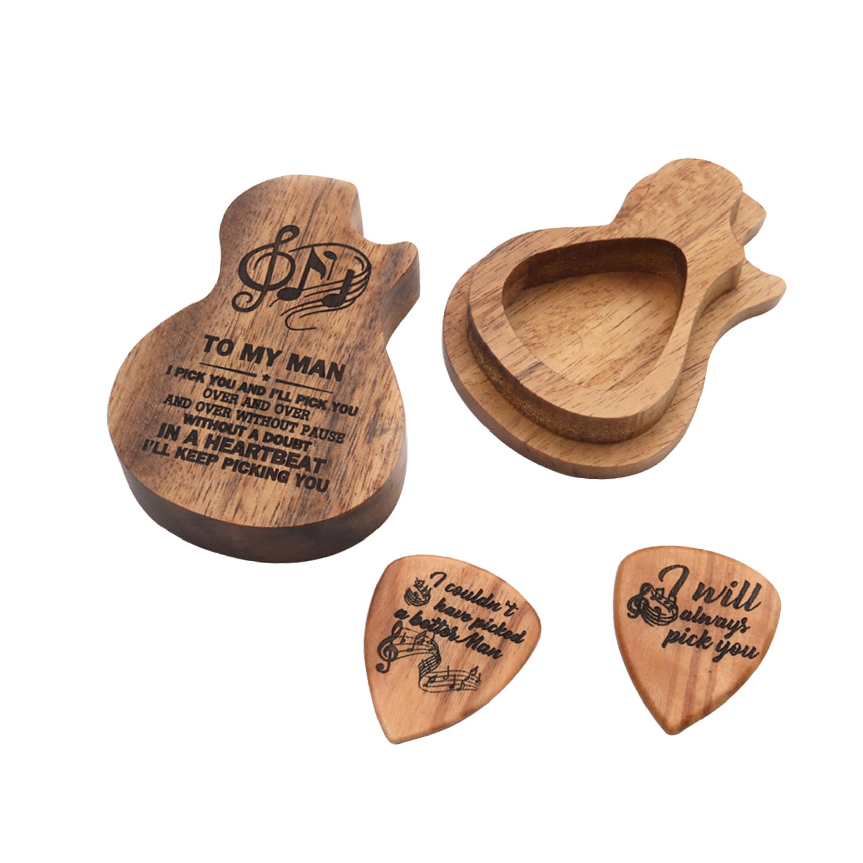 SUPVOX 3juegos Estuche De Madera para Púas De Guitarra Púas Soporte De Colección Diseño Forma De Guitarra para Guitarristas y Músicos