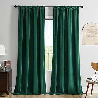 HPD Half Price Drapes Signature Velvet Thermal Blackout Curtains for Living Room 108 Inch Long (1 Panel) Rod Pocket Insulated Blackout Curtains for Bedroom Window Curtains, 100W x 108L, Everglade Teal