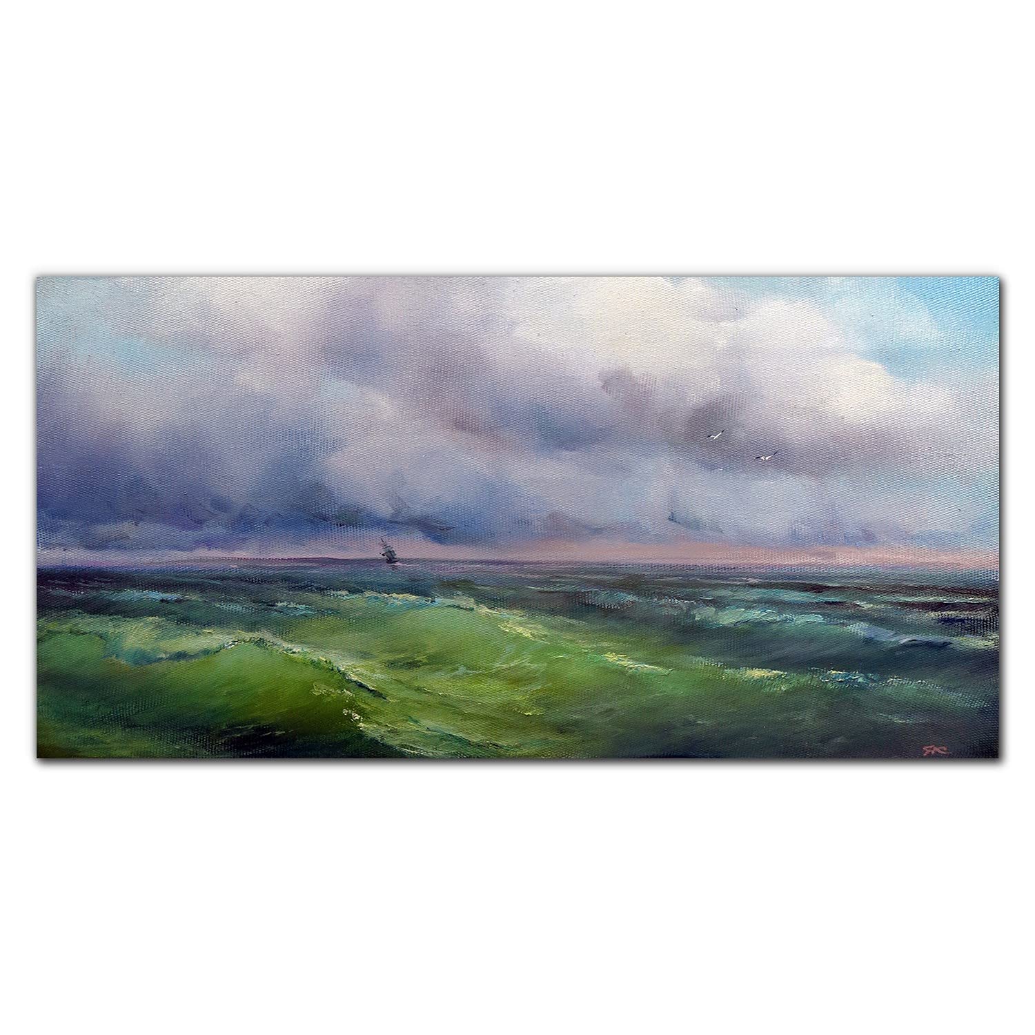 Crédence de cuisine adhésive Coloray 120x60cm dosseret verre trempé mural peinture mer