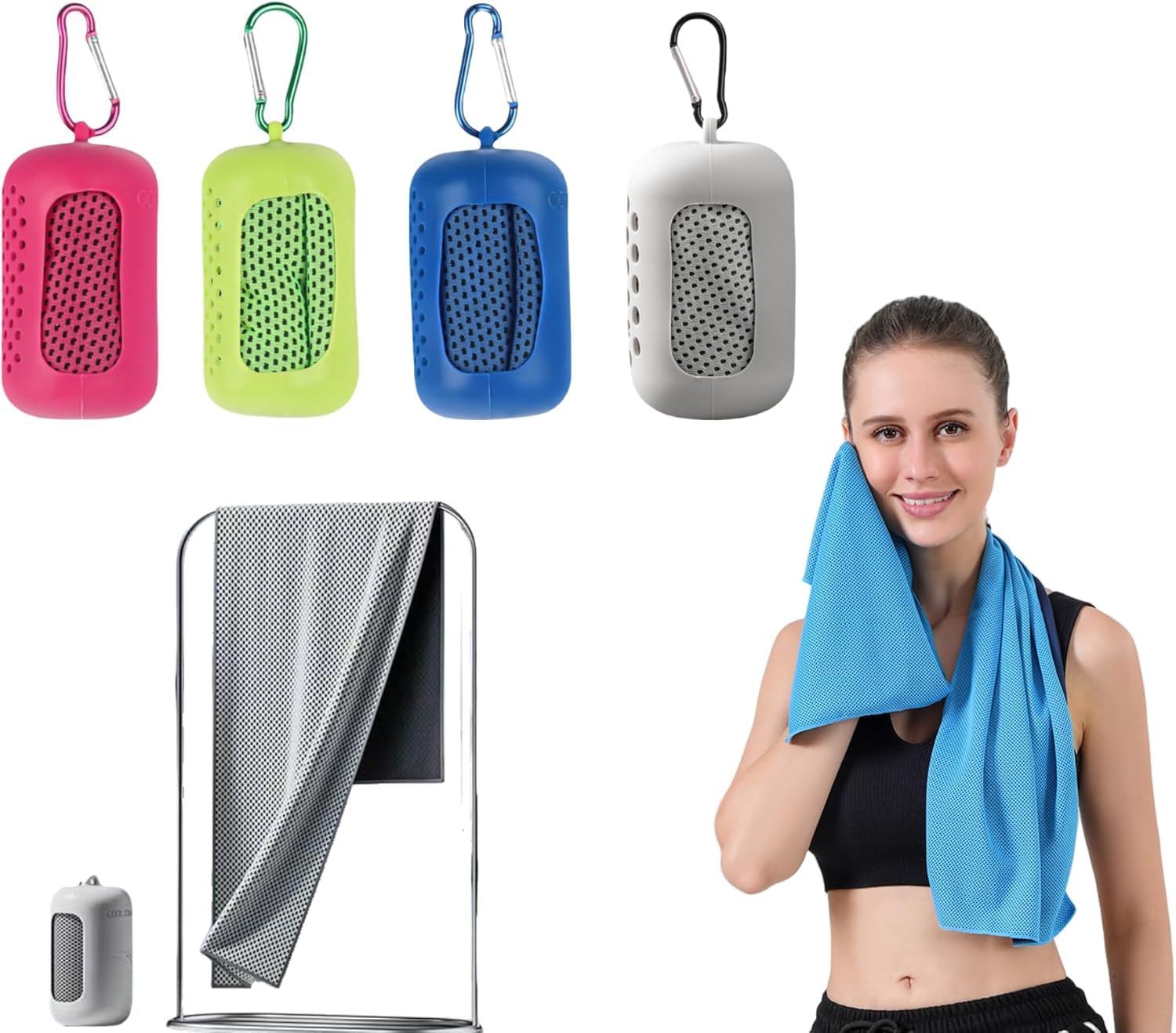 Gehior 4 Packs Cooling Towels,Cool Towel,Ice Sports Towel for Gym, Yoga, Golf, Running, Camping & Hot Weather (30 * 80cm)