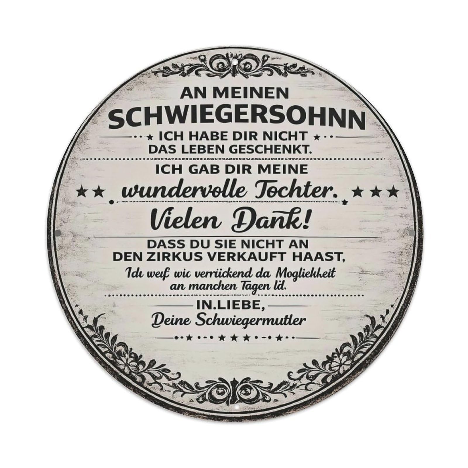 Circular Sign With Text And Ornamental Borders Metal Tin Sign