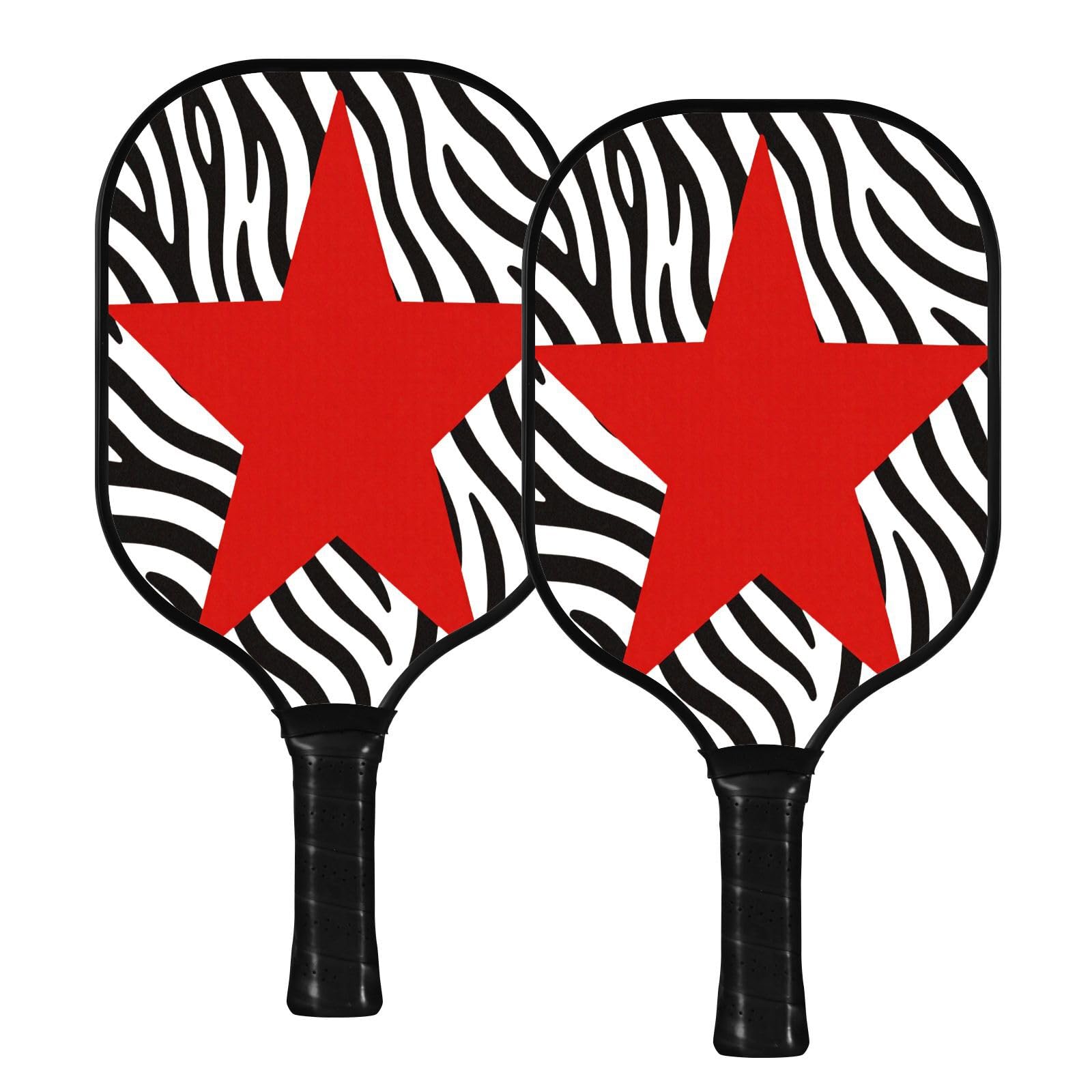 Zebras Red Stars - Racchetta da pickleball in carbonio a basse vibrazioni