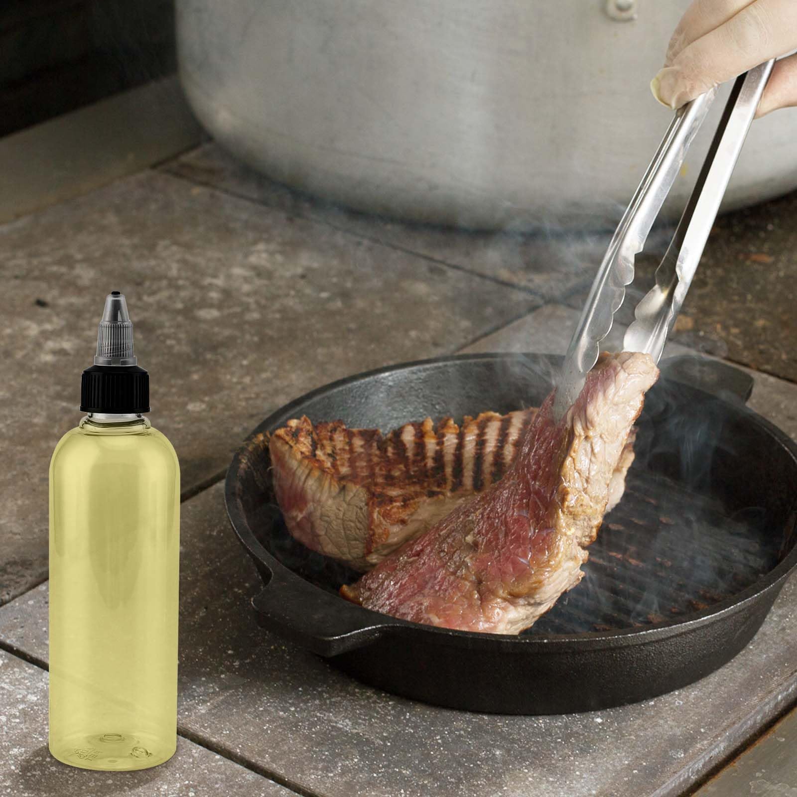 JAPCHET Lot de 100 flacons presseurs vides en plastique de 60 ml avec bouchon à visser, flacons souples transparents pour condiments pour huile, ketchup, moutarde, sauces, vinaigrette, art, travaux