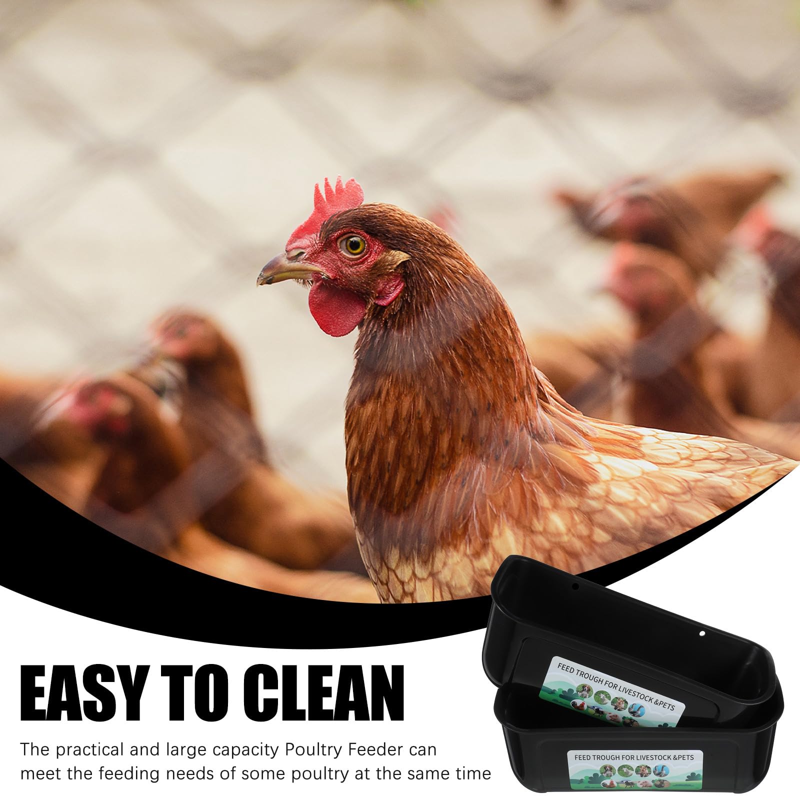 Comedero Automático para Aves de Corral Grande de 2 Piezas, Contenedor Colgante Negro de Alta Capacidad, Comedero Anticaída para Gallinas, Patos y Cabras, Abrevadero Resistente