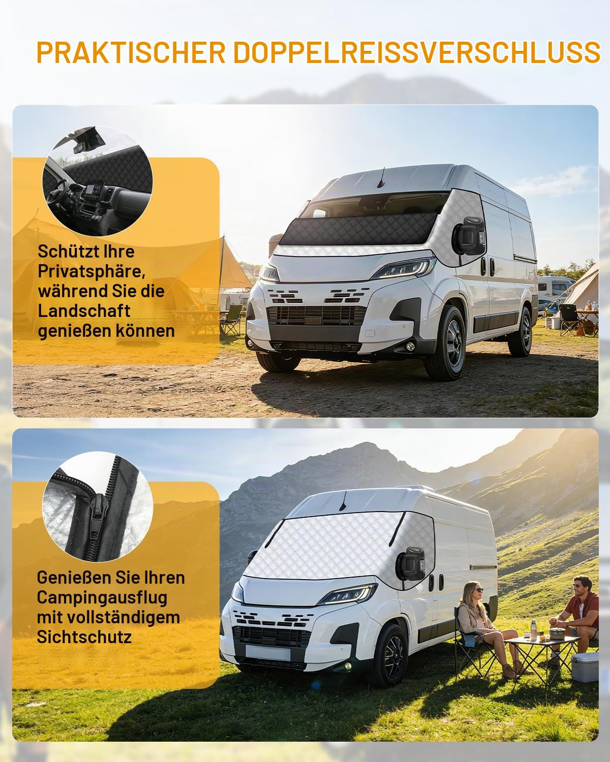 Frontscheibenabdeckung Wohnmobil Ducato Frontscheibenabdeckung Thermoschutz Abdeckung Ducato Mit Reißverschluss UV-Schutz Wasserdicht für P-eugeot Boxer C-itroen Relay X250/290