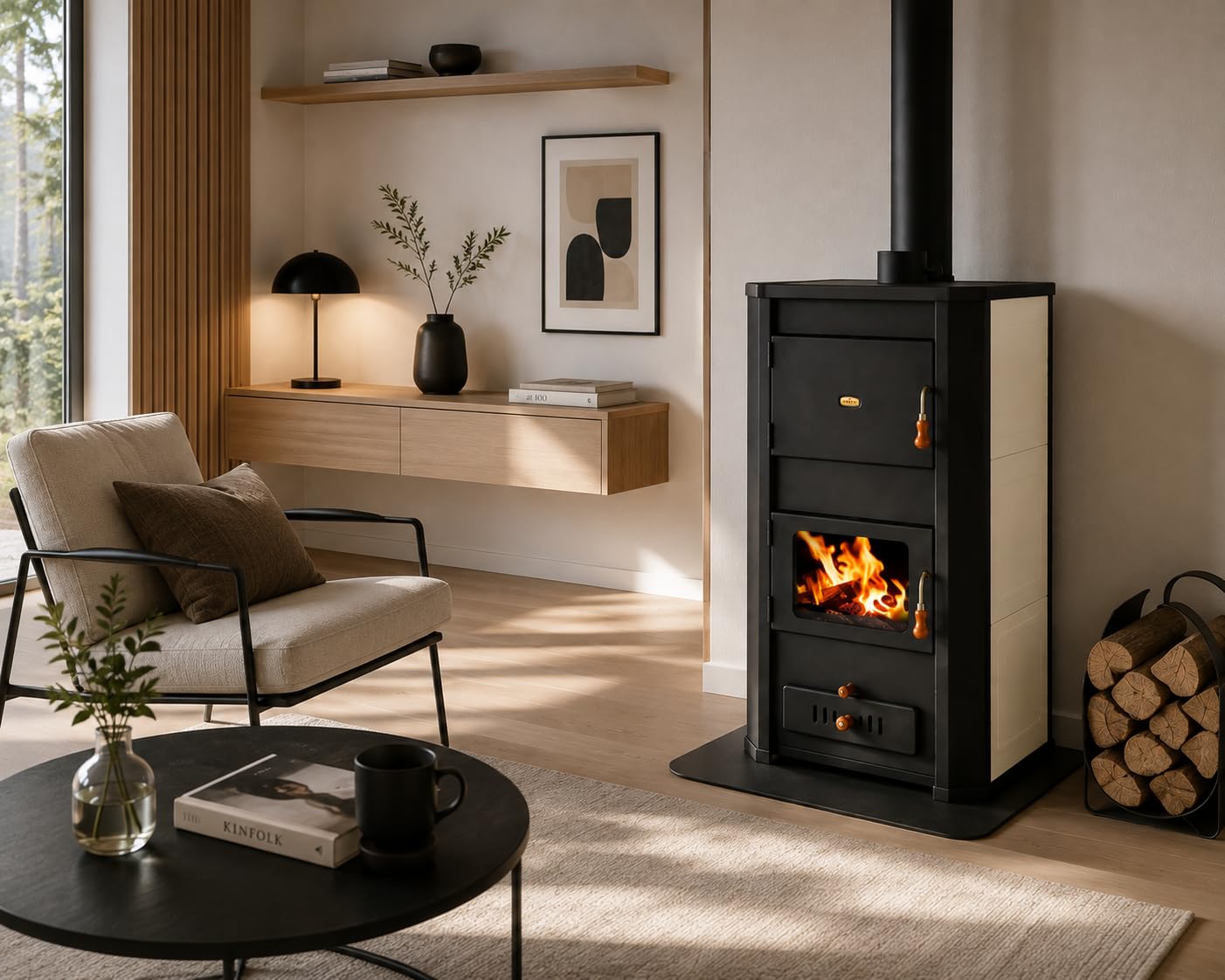 Prity WD W29 - Stufa a legna, scaldabagno, 29 + 8 kW