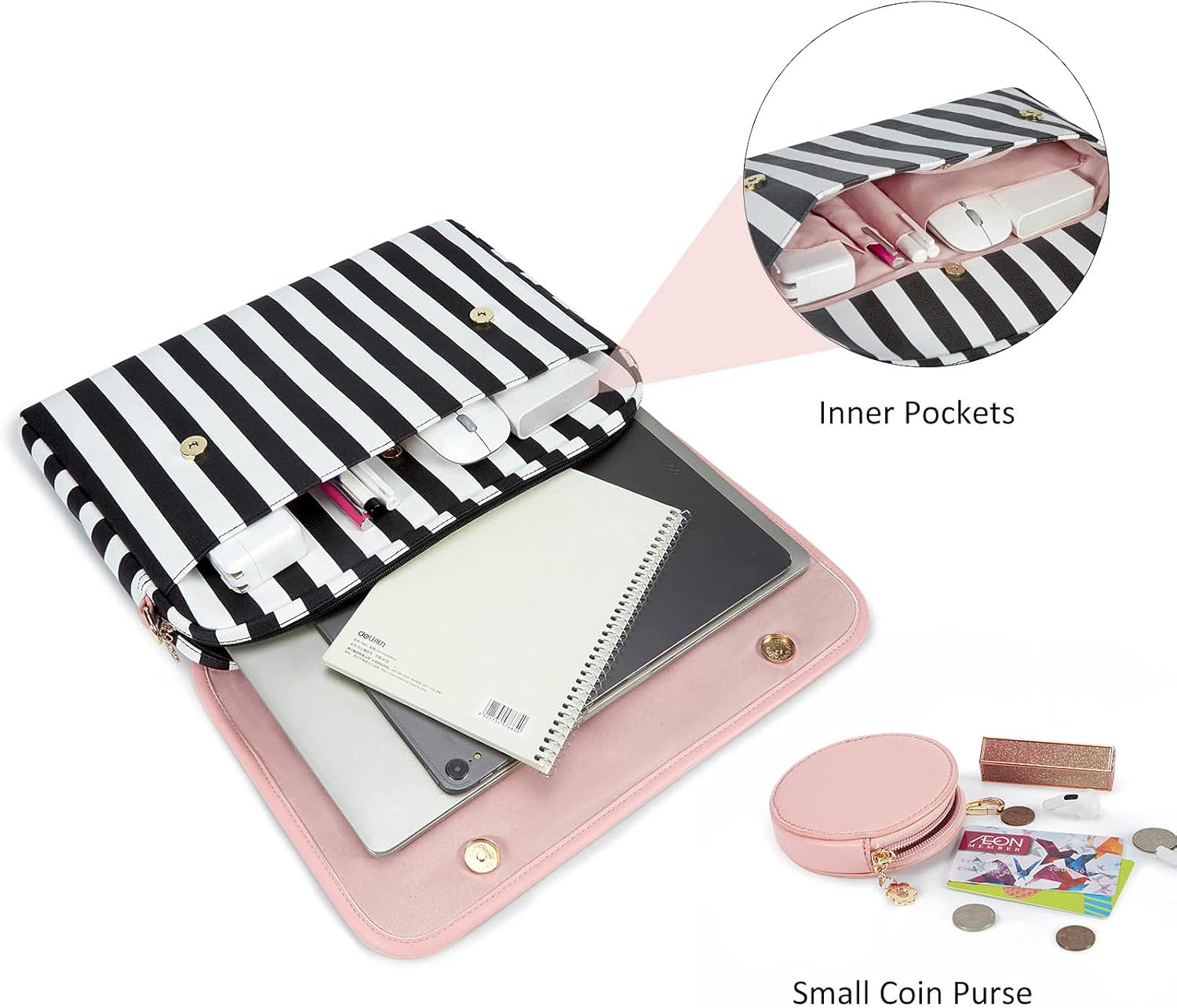 Miniatura 3 de ECOSUSI Bolsa de hombro para laptop de 13 a 15 pulgadas funda protectora de computadora compatible con MacBook AirPro