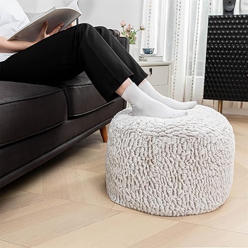 Miniatura 96 de Asuprui Puf otomano sin relleno, reposapiés otomano de 20 x 12 pulgadas, puf redondo para piso, sin relleno, reposapiés con almacenamiento para sala