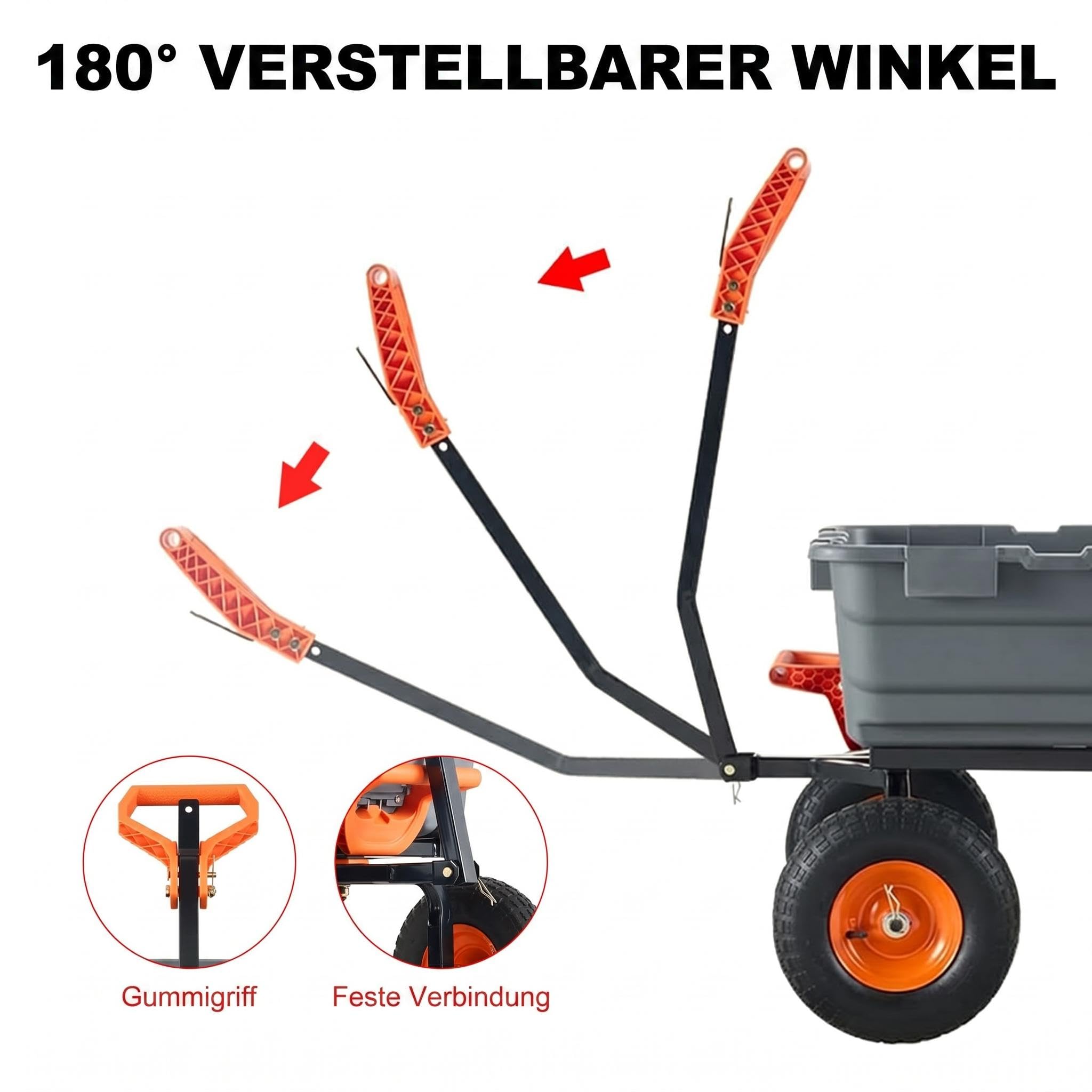Gartenwagen mit Kippfunktion, Transportwagen für 408 kg | Zuladung, Mehrzweck Schubkarre mit 10 Zoll Luftlose Reifen, Einfache Montage und Langzeitiges Outdoor