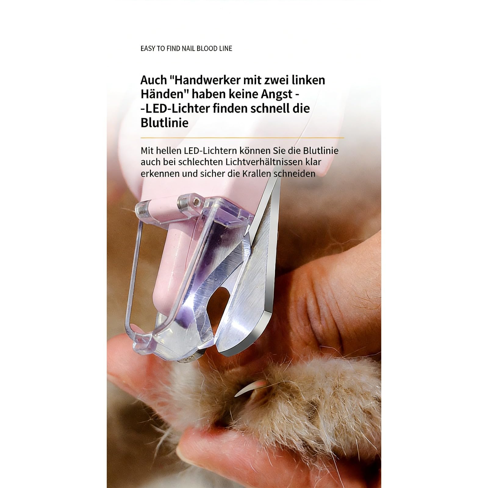 LichtSchere Pro – 2-in-1 LED-Krallenschere für Hunde & Katzen. Sicheres Krallenschneiden ohne Angst Dank integrierter Beleuchtung. Für eine stressfreie Pfotenpflege (Weiß)