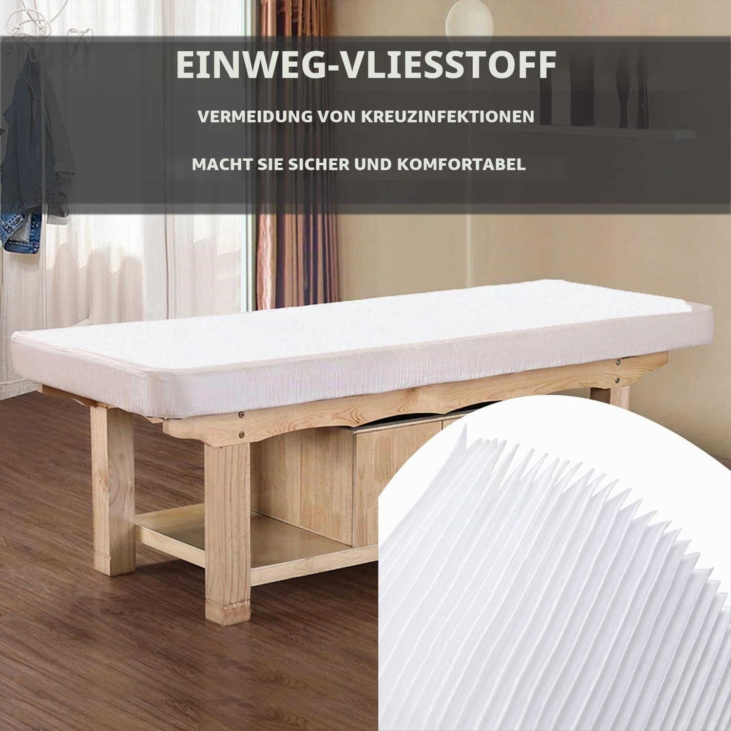 100 Stück Einweg Bettlaken, Non-Woven Einweg Bettwäsche Massageliege Bezug Auflage Einweg Spannlaken Bed Sheets für Schhnheit Salon SPA Tattoo Massage, Weißer Vliesstoff, 80 x 180 cm