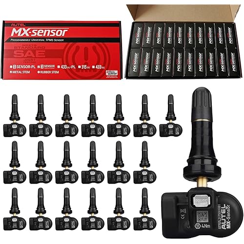 Autel TPMS Sensors - Programmable MX Sensors, 315MHz/433MHz, Universal (20 pcs, Rubber Valves), Programmed by TPMS Tool TS408/TS508/WF/TS900/ITS600/PRO/MS906PRO-TS
