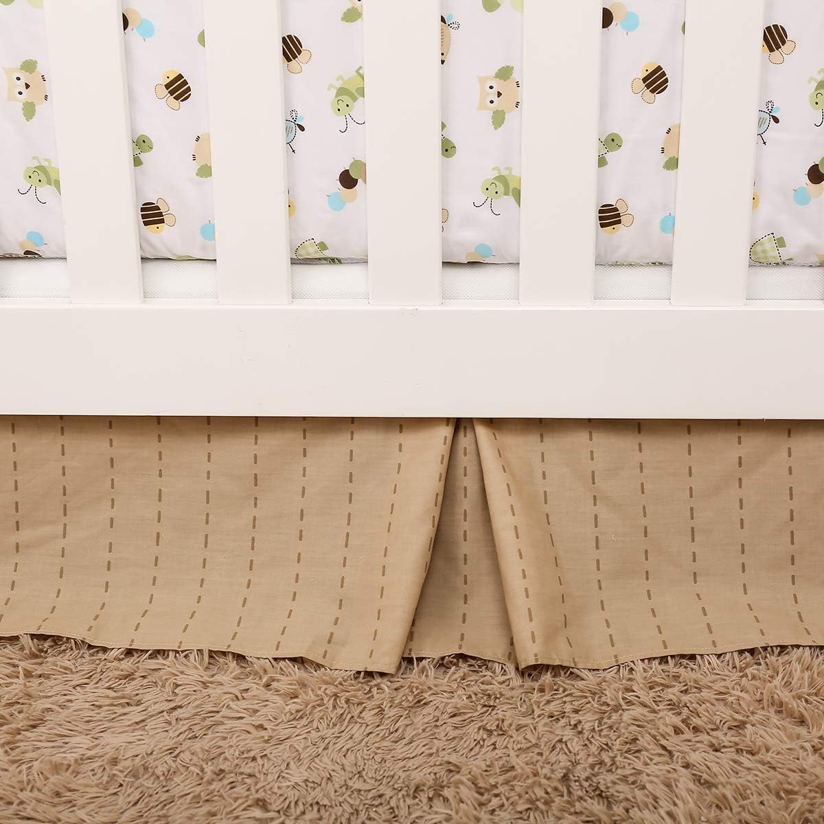 3 PCs Frog Owl Turtle Nursery Crib Bedding Set Brown Green Bee Turtle Cot Bedding Set (Green 1)