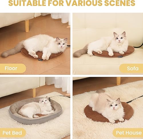 Vista 6 de Almohadilla térmica para mascotas para gatos y perros, interior y exterior, impermeable, con calefacción, cama para gatos, cama climatizada