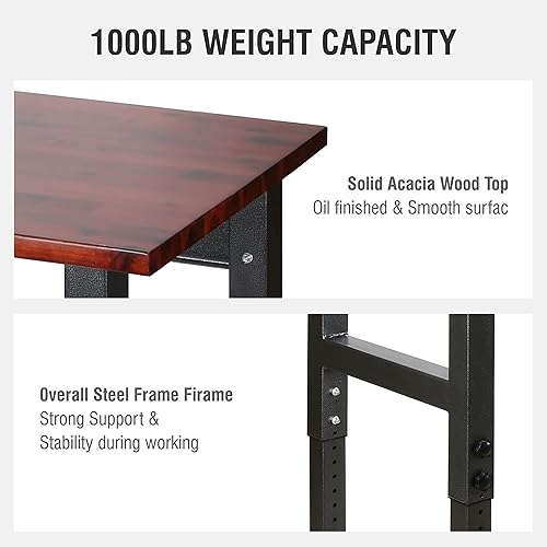 Miniatura 6 de Olympia Tools Banco de trabajo de altura ajustable de 48 pulgadas, con 14 niveles de ajuste de altura y banco de trabajo móvil resistente para