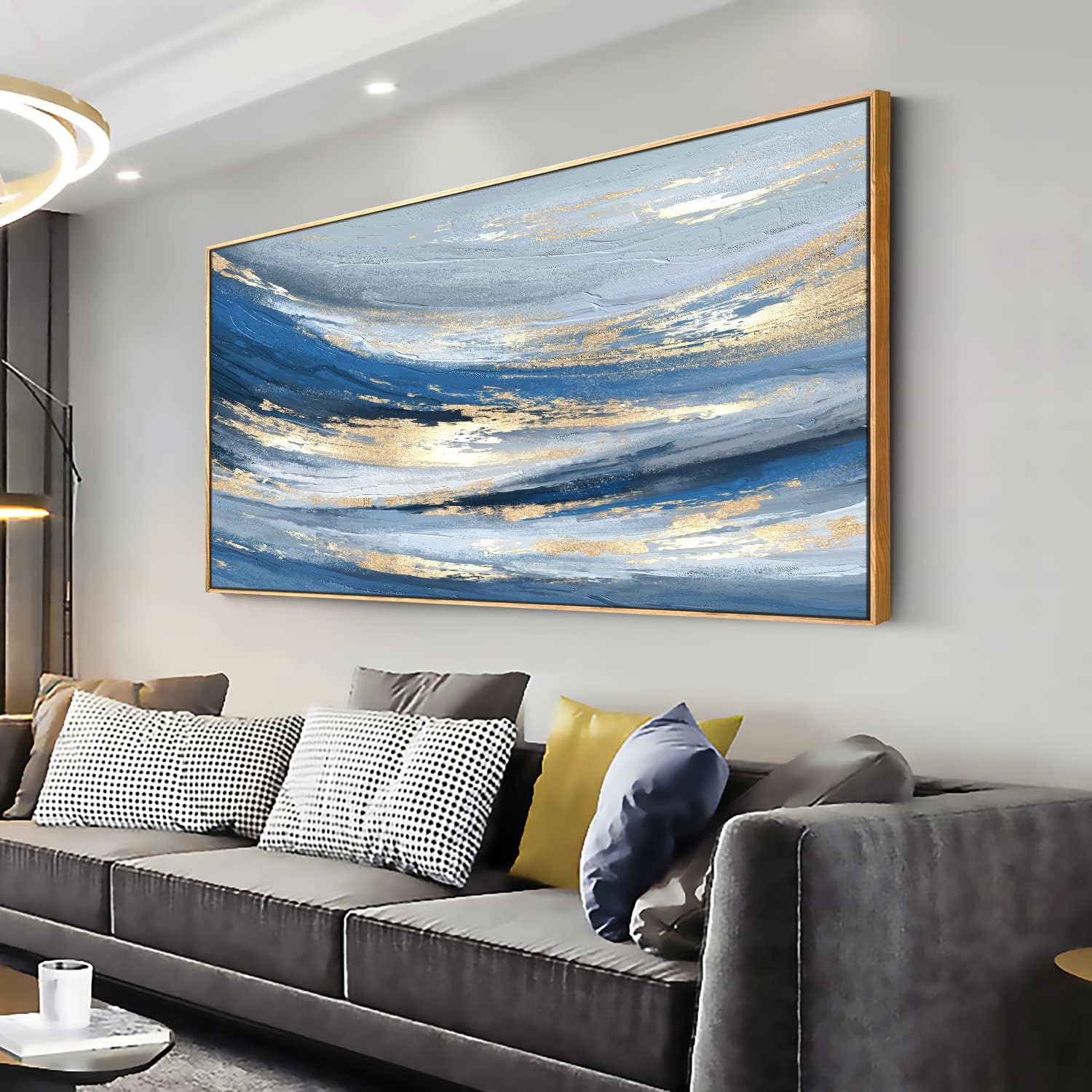 Abstract Wall Art Canvas Paintings Blue Fantasy Modern Large Framed Artwork Decor for Living Room Bedroom Office Painting Home Decor 20"x40"
