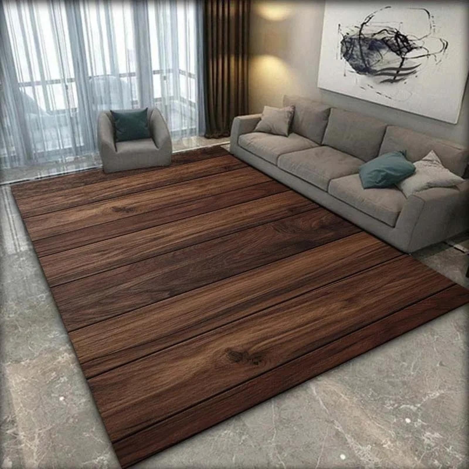 Tapis motif bois de sol antidérapant pour sécuriser la maison