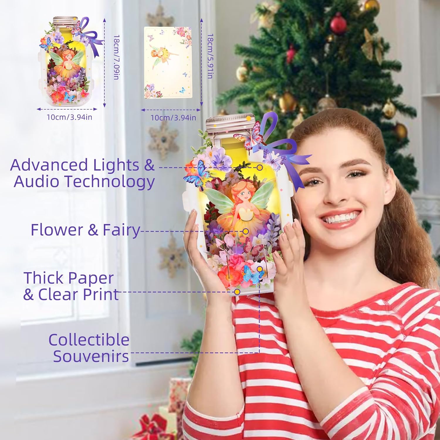 Musical Birthday Cards, Pop-Up Fairy with Flowers Birthday Card Featuring Colorful Lights, Birthday Cards for Girls, Daughters, Granddaughters, Nieces - Image 6