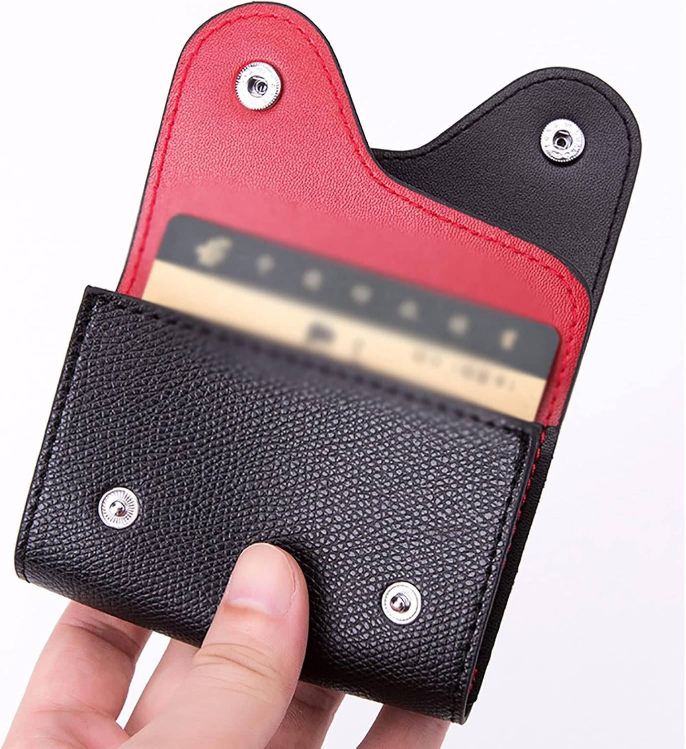 Card Pouch Binaural Card Case Change Bag Card Case Bank Card Case Business Card Case Card Cases(Black)