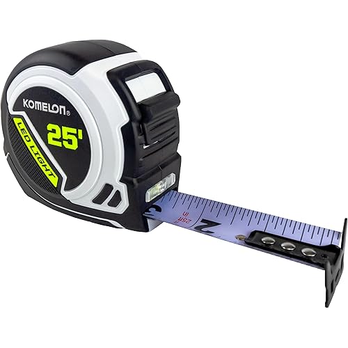 Komelon LED Light Tape Measure, White/Black - 25ft. - 25LED
