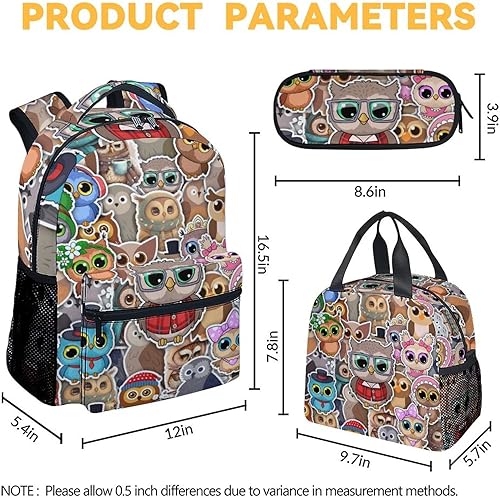 Miniatura 4 de COOPASIA Mochila escolar de búho para niñas y niños, mochila con temática de búhos de 16 pulgadas con correas ajustables, duradera, ligera, Búho2-2,