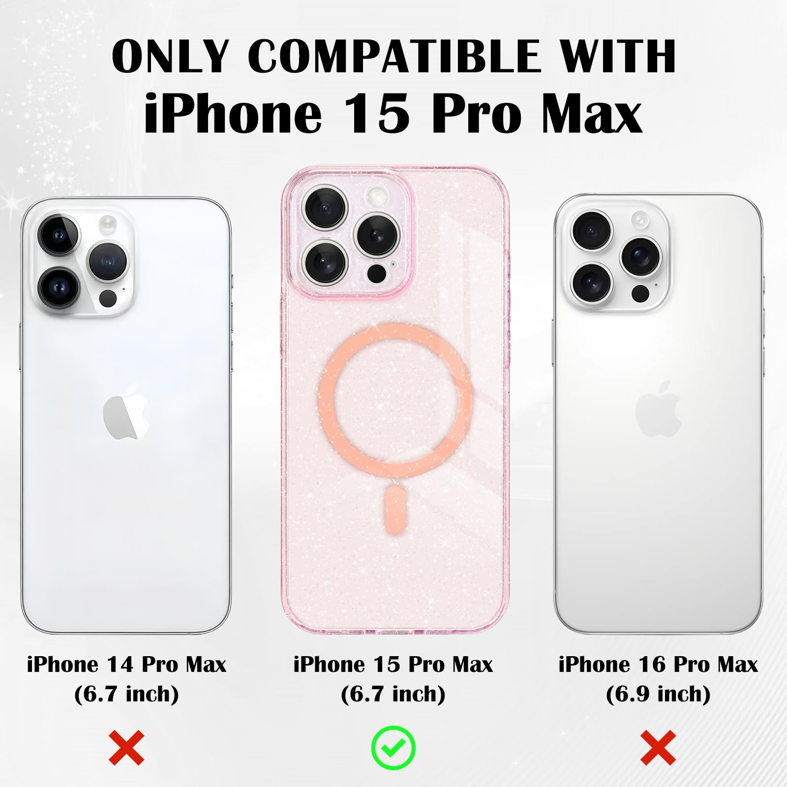 Newseego Glitzer-Hülle Für IPhone 15 Pro Max – MagSafe Kompatibel, Transparent & Stoßfest