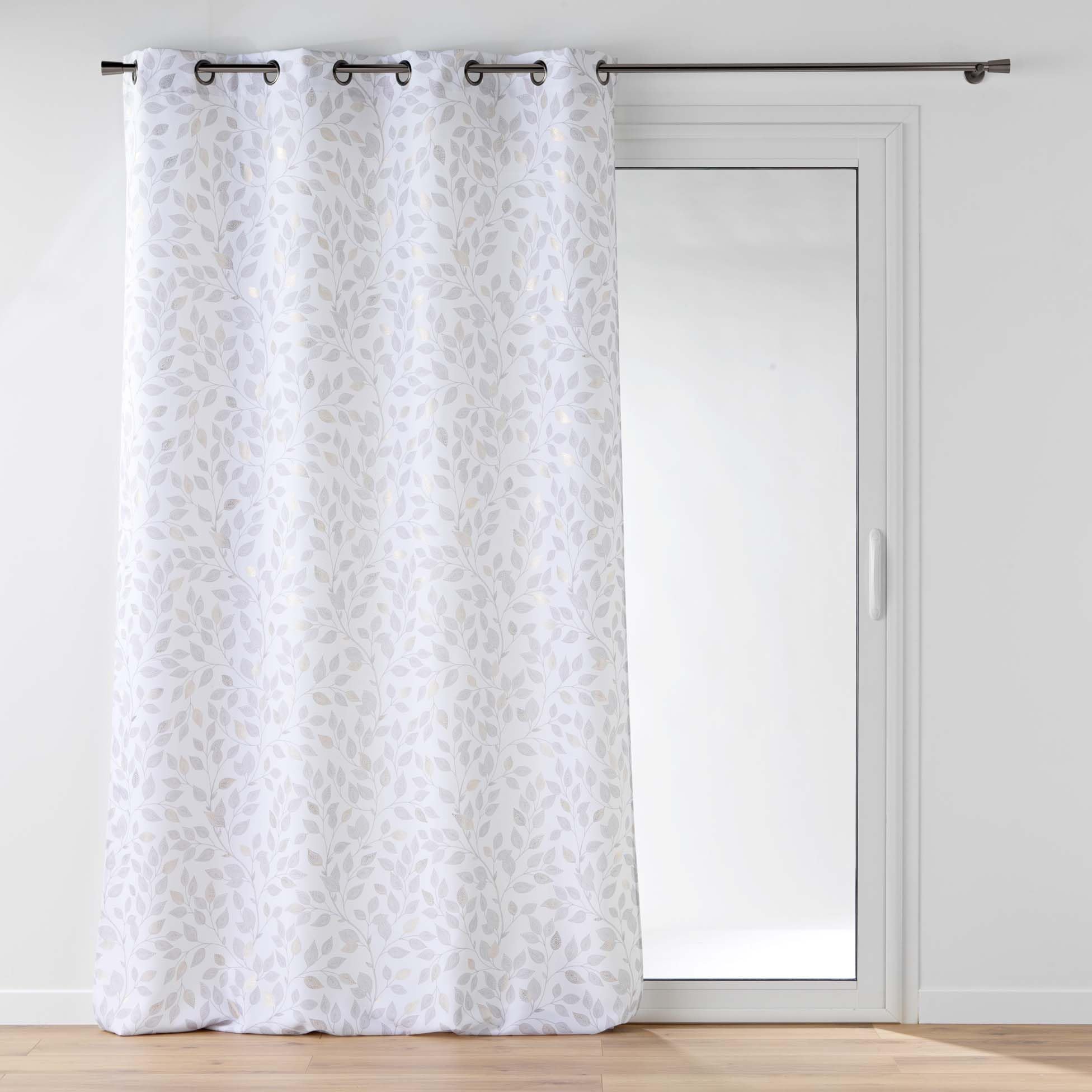 Douceur d'Intérieur, Duchess Polyester Metallic Printed Eyelet Curtain 140 x 280 cm