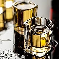 Vista 4 de Hlukana Juego de 6 Vasos de Chupito de Base Pesada, 60 ml Vasos de Chupito Cuadrados de Tequila Transparente a Granel, Vaso de Chupito de Espresso