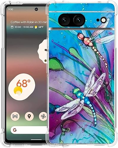 Funda para Pixel 7, bonita protección contra caídas de libélula a prueba de golpes, carcasa protectora de cuerpo completo resistente a los arañazos