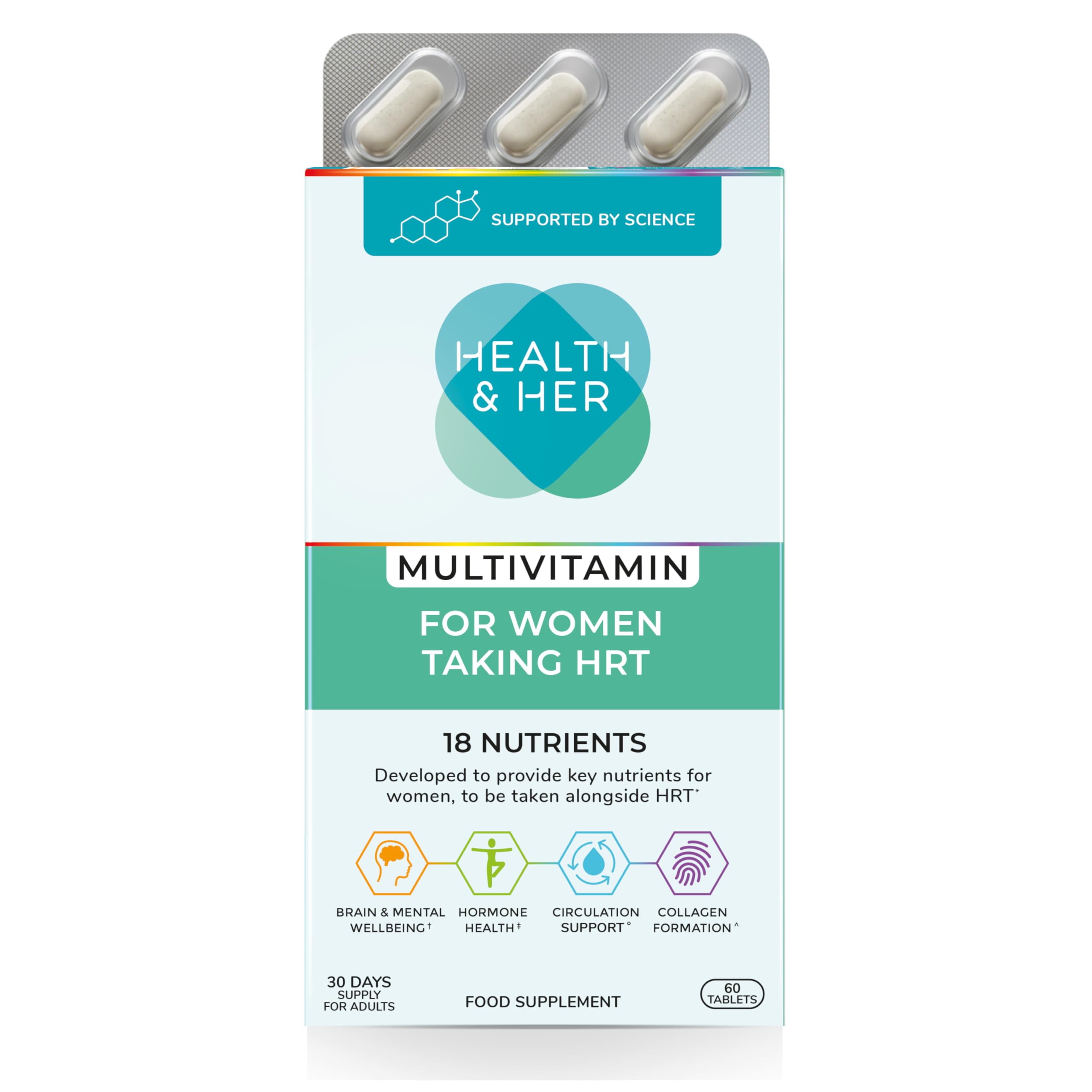 Health & Her Multivitamin for Women Taking HRT, Gluten Free, 30 Day Supply