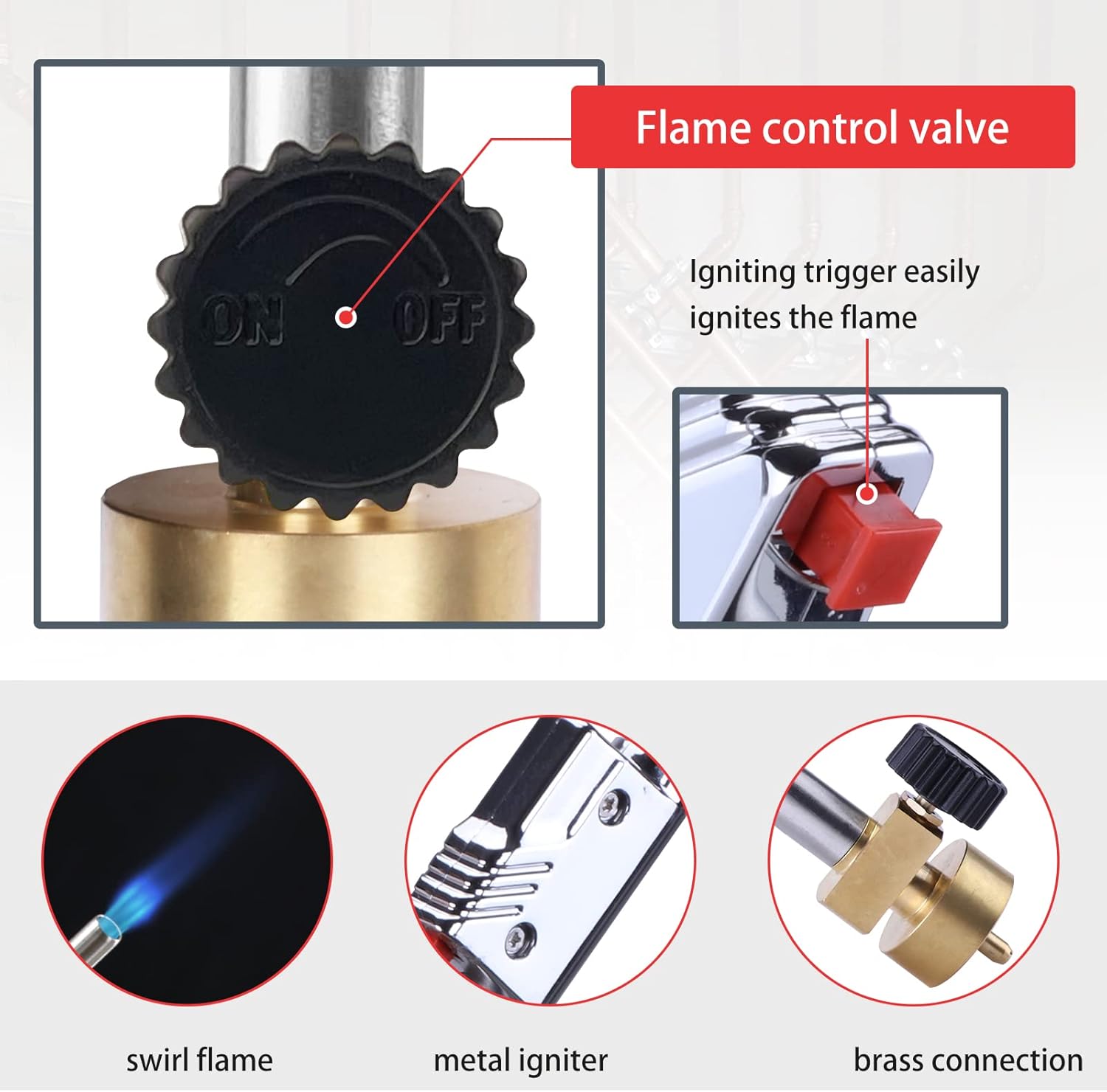 MAPP/MAP/PROPANE Gas Torch,Soldering Torch,Use Brazing，Cooking，Surface heating treatment (Stainless ignition Head) : Tools & Home Improvement