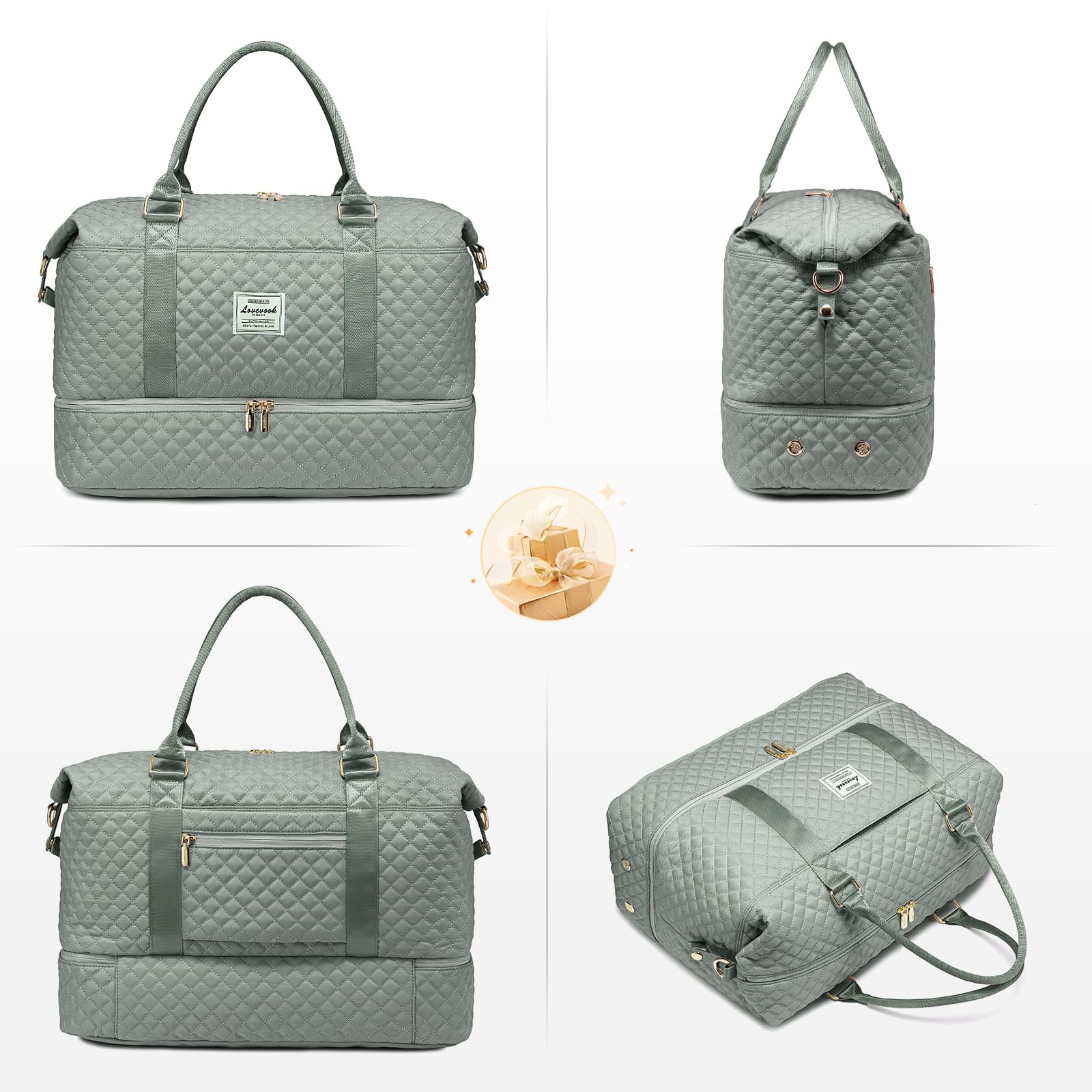 LOVEVOOK Reisetasche Sporttasche Damen Groß Weekender Travel Duffle Bag mit Kulturbeutel Handgepäck Tasche mit Schuhfach Kliniktasche Geburt Mama Set Wasserdicht für Flugzeug Reise Gym Camping