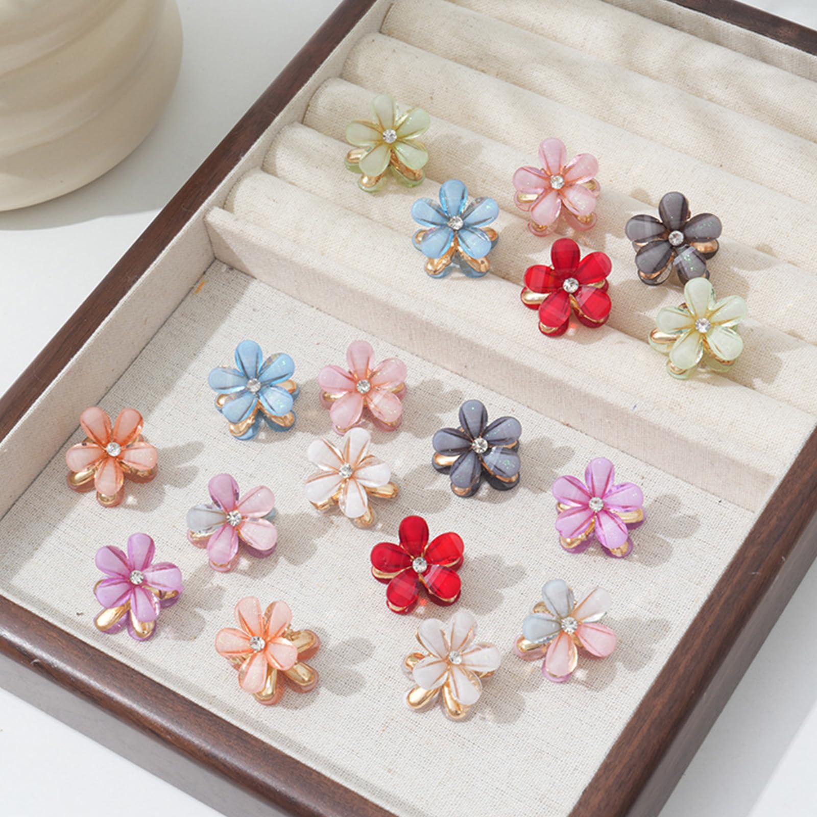 FISH DRAGATE 18pcs Mini Flower Claw Clips, 9 Colors, Women's Hair Accessories, Cute & Elegant - Image 3