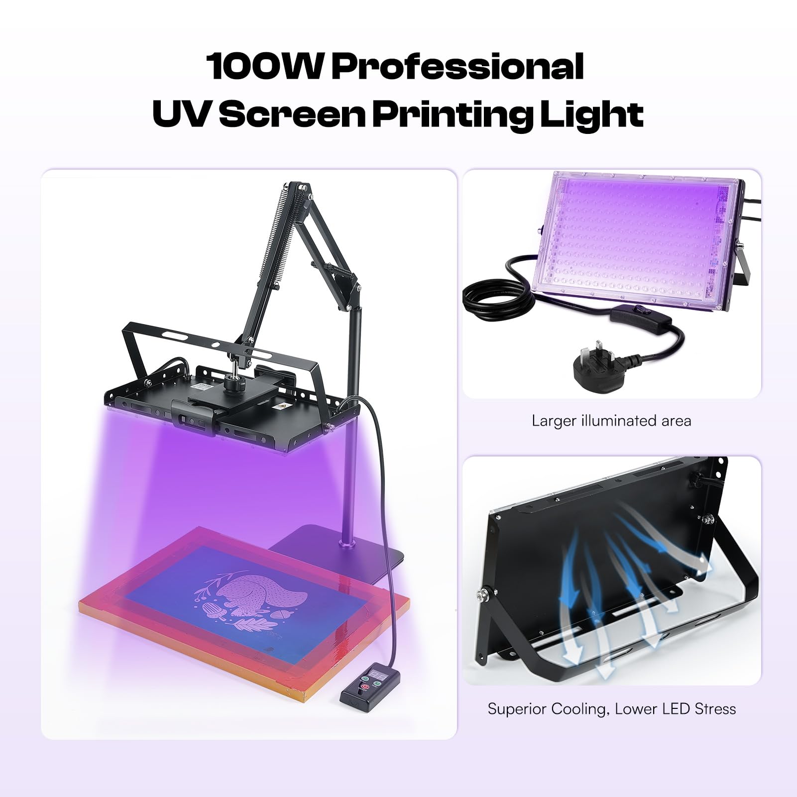 Screenprint Light Snapklik.com : Caydo 100W LED Exposure Unit For Screen Printing, UV ...