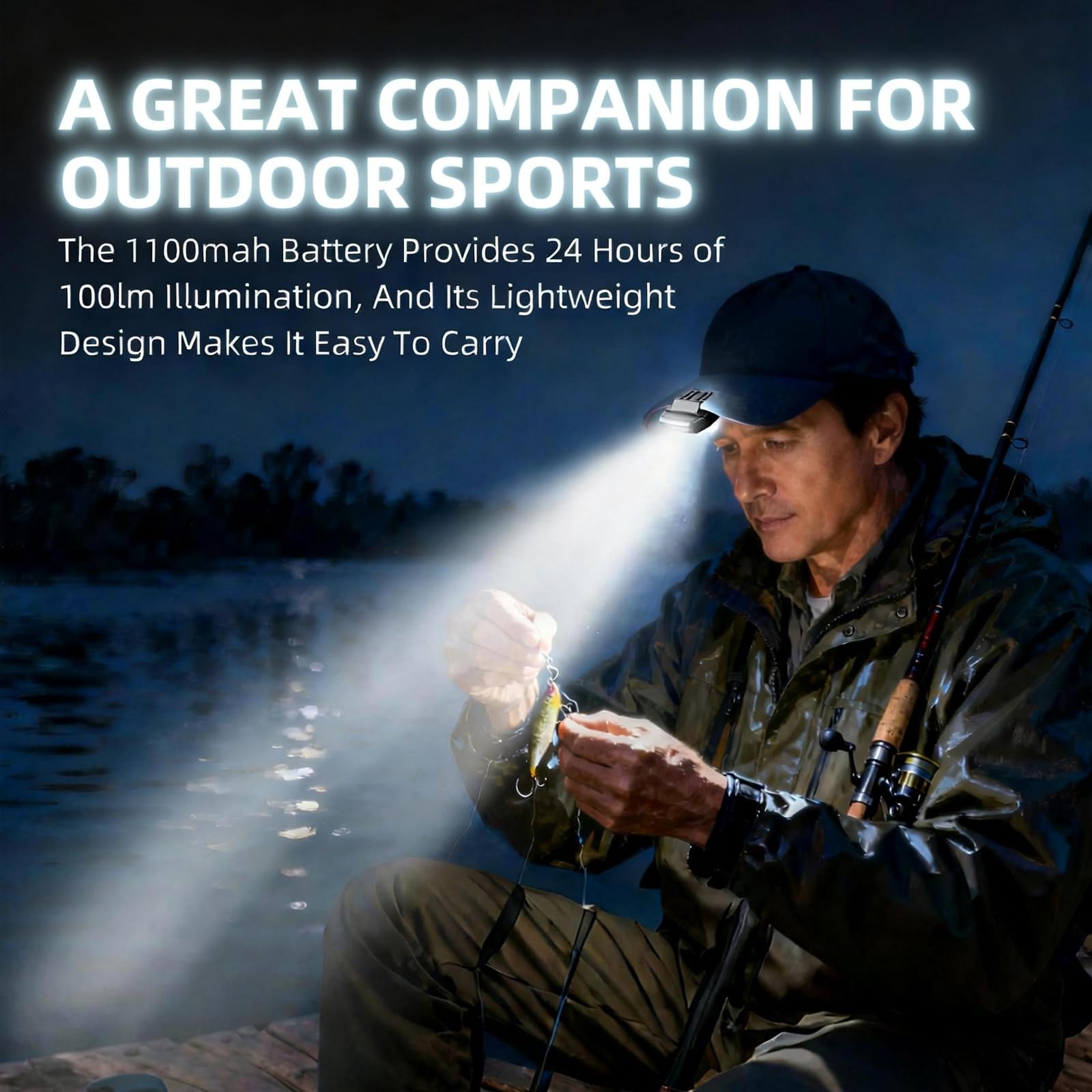 Luz LED para casco, recargable con sensor de movimiento, luz frontal con clip COB, linterna frontal con luz roja para pesca, correr, camping, lectura (1000 mAh)