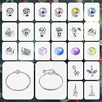 Vista 3 de Calendario de Adviento 2025 para niñas, calendario de cuenta regresiva de Navidad de 24 días con pulsera y collar de bricolaje, anillos, regalo