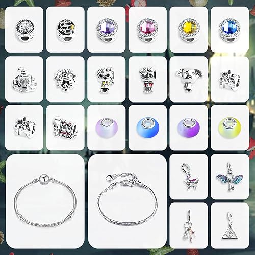 Miniatura 3 de Calendario de Adviento 2025 para niñas, calendario de cuenta regresiva de Navidad de 24 días con pulsera y collar de bricolaje, anillos, regalo