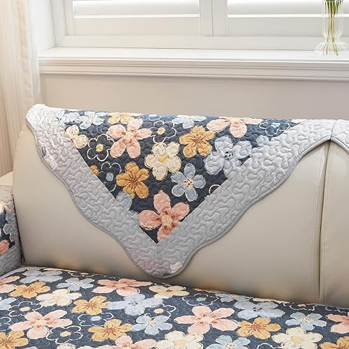 Miniatura 5 de XSlive Funda de sofá de retazos de algodón funda acolchada con estampado floral de granja funda antideslizante para sofá protector de muebles para