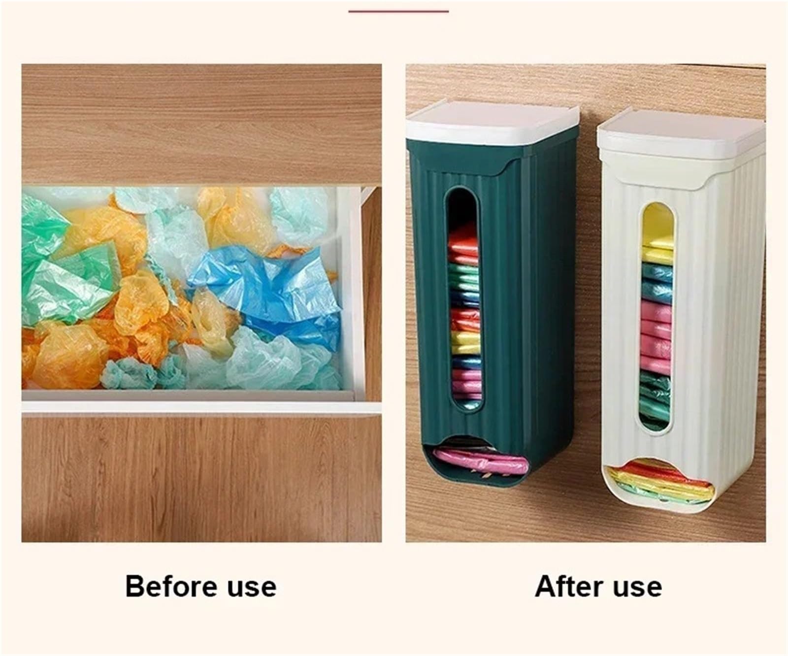 Caja de Bolsas Basura for el hogar, Organizador Cocina, baño, Estante Almacenamiento for Colgar en la Pared, dispensador, Caja, 2 uds para Cocina y Baño(Green)