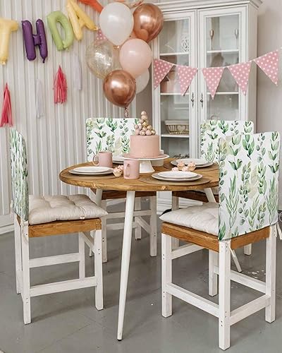 Miniatura 3 de Savannan Classicsan48749 - Juego de 4 fundas protectoras para sillas de comedor, con hojas de eucalipto de verano, fundas protectoras para