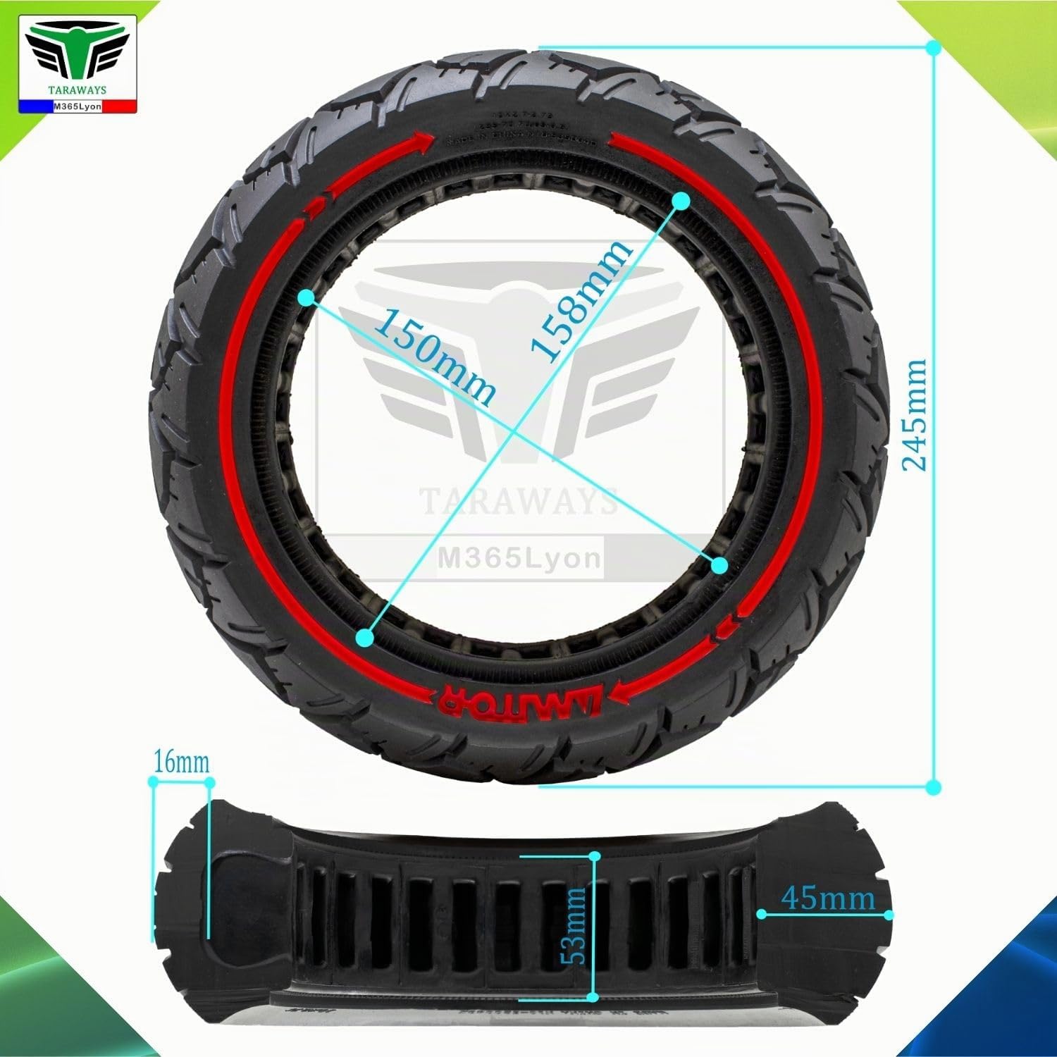 Pneumatico completo anti-perforazione 10 x 2.75 (10 x 2.7-6.5) pollici per monopattino UrbanGlide All Road 5, E-CROSSE MAX 2 x 2, Speedway 5 - Rockway - Crossover - Dualtron 3 (1 x