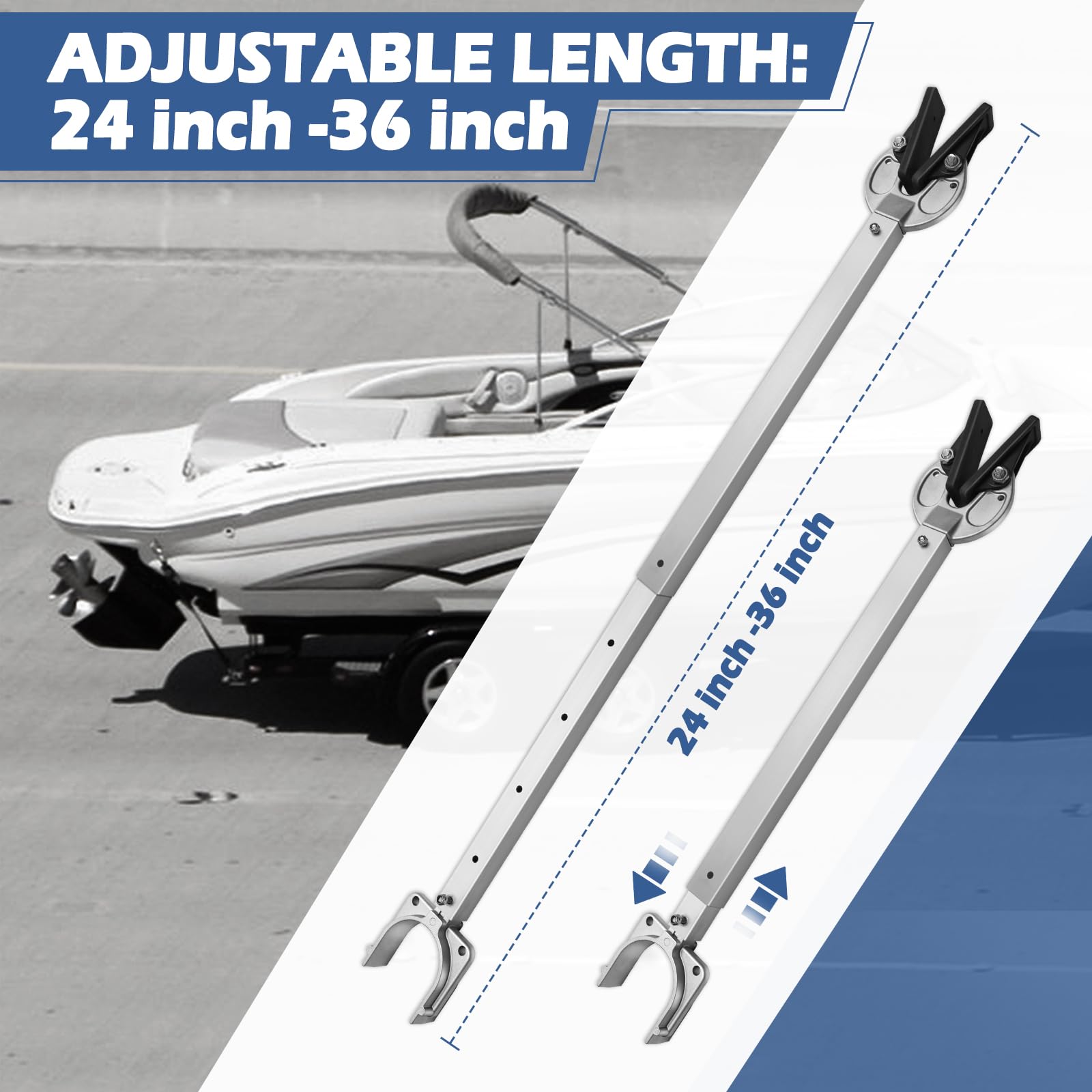 Windspeed Adjustable Transom Saver, Heavy-Duty Transom Savers for Outboard Motor Securing Engines, Rollers and Trailer Mounts(24 to 36 Inch)