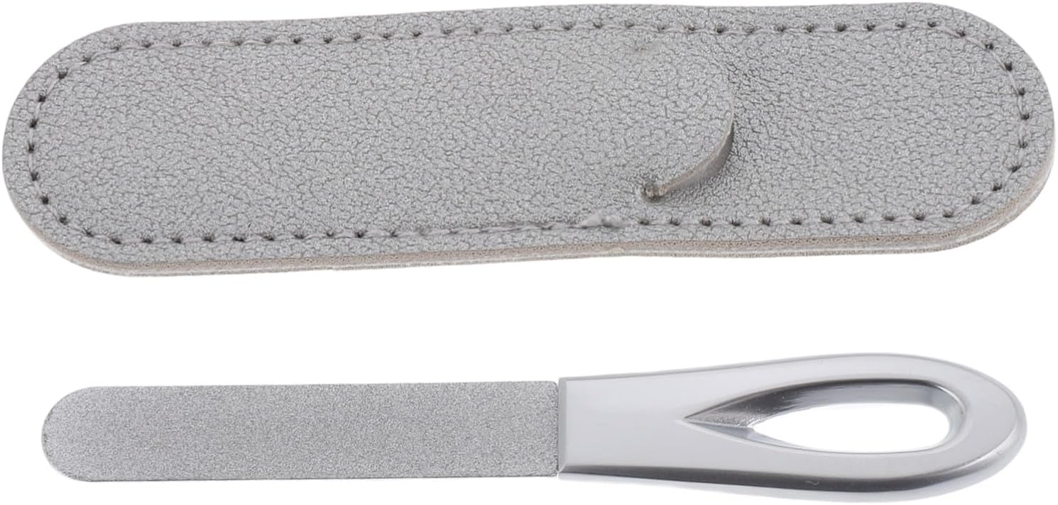 Double-Sided Zinc Aluminium Nail File with PU Case Stainless Steel Manicure Pedicure Tool for Home and Salon Nail Care Efficient