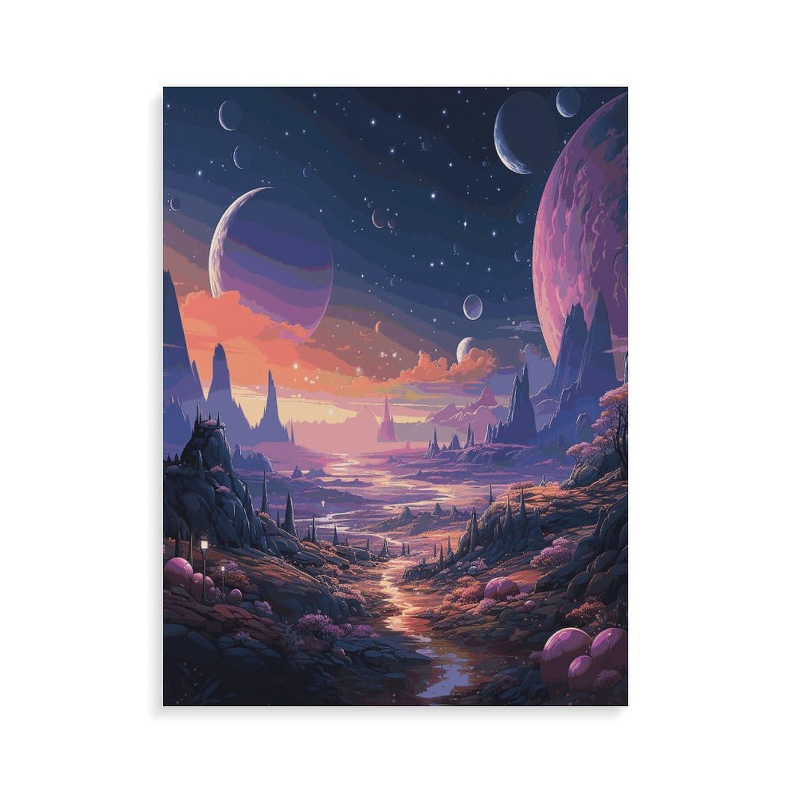 LPAGBCNU Farbenfrohes Malen-nach-Zahlen-Set im Retro-Stil für Erwachsene, Anfänger, Erwachsene, Malen-nach-Zahlen-Set auf Leinwand, DIY-Acryl-Ölfarben, Gemälde mit Pinseln als Geschenk, Wanddekoration