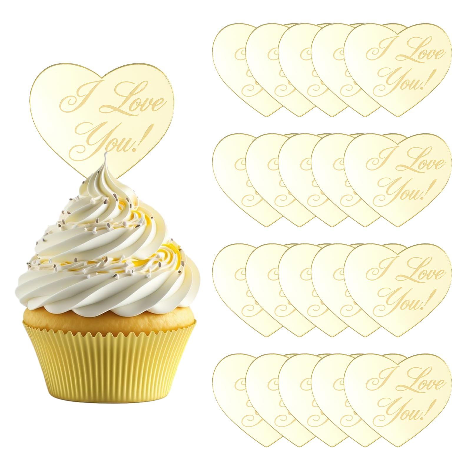 Decoración Para Cupcakes De Pascua - 20 Conesitos Acrílicos Dorados, No Comestible