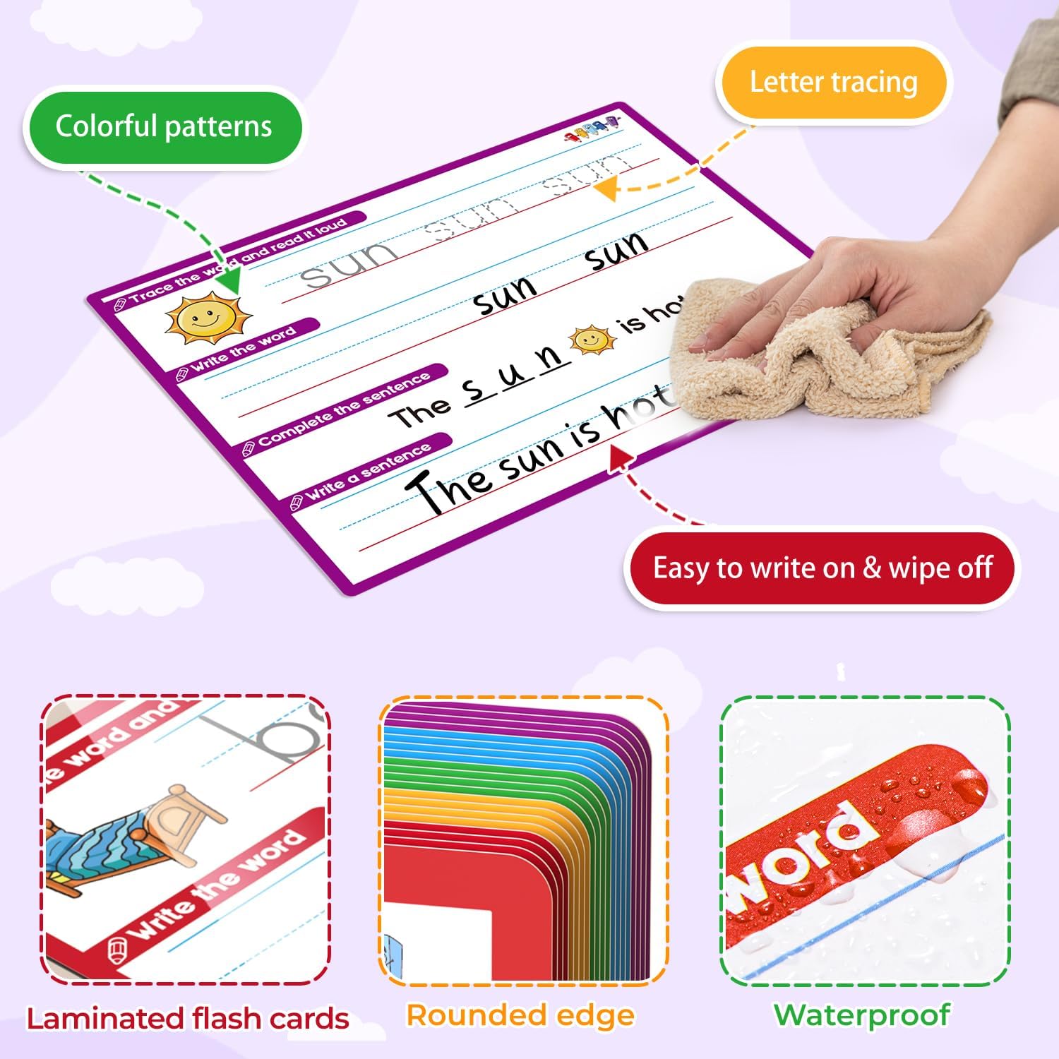 CVC Word Games Sentence Building for Kindergarten Phonics Games for Kids, Sight Words Flash Cards Learn to Write Handwriting Practice Tracing, Preschool Learning Activities Homeschool Supplies