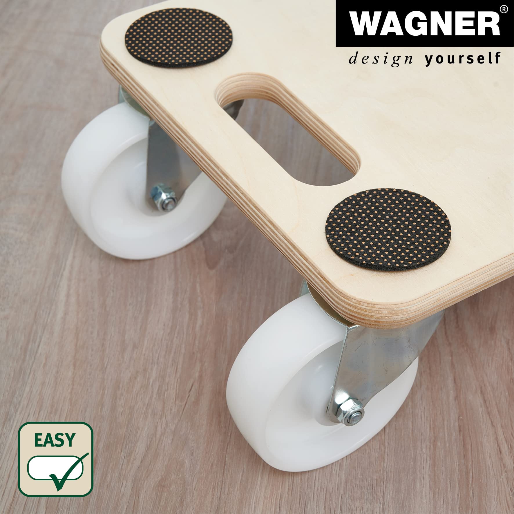 WAGNER Carrello da trasporto MM 1126 I 59 x 29 x 11 cm - portata 200 kg - per carichi pesanti e mobili I ruote morbide I maniglia di trasporto I punti antiscivolo I certificato FSC® - 20112601
