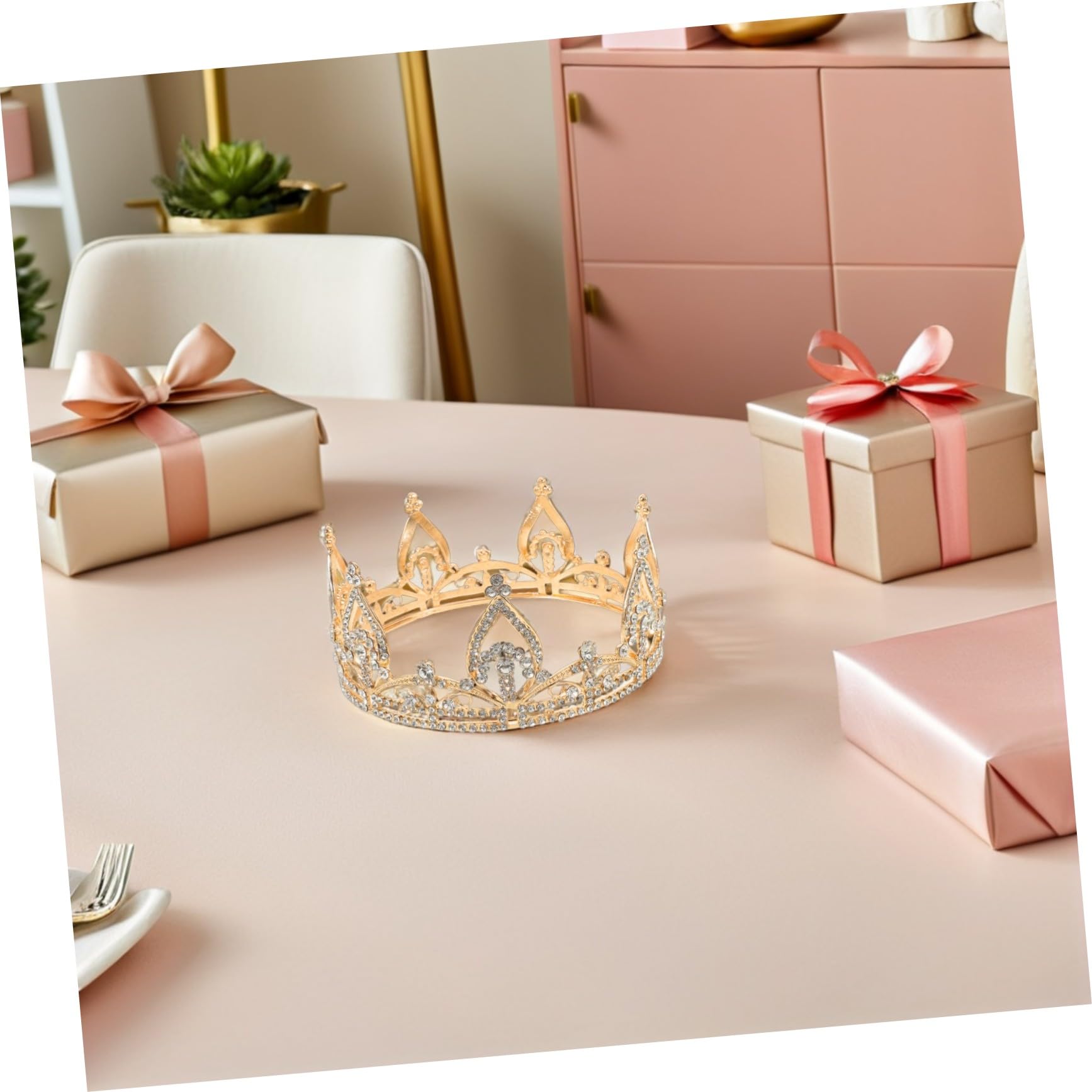 iplusmile Redonda Brillante para Novia con Diadema de Pedrería Tocado Elegante para Bodas y Fiestas Accesorio Femenino Estilo Princesa para Cumpleaños y Eventos Especiales