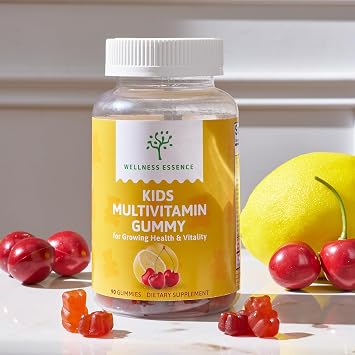 Kids Multivitamin Gummy - for Growing Health & Vitality 90 Gummies | Lemon, Orange, Cherry Flavors | Packed with Pantothenic Acid, Folic Acid, Zinc, Iodine & Biotin