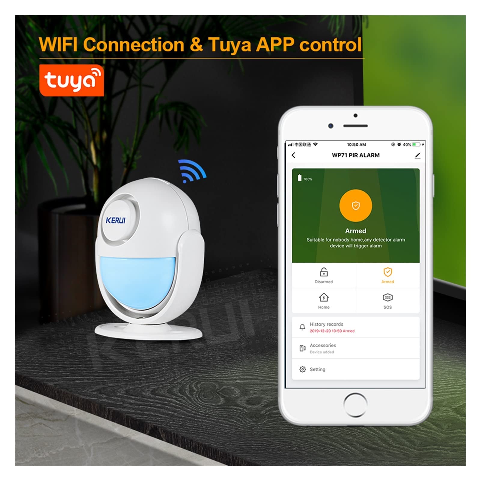 Kit Alarma Casa, Tuya Smart Home Security WIFI Sistema de alarma funciona con Alexa 120 db pir Detector Puerta/Sensor de ventana Aplicación inalámbrica ladrón(KIT 8)